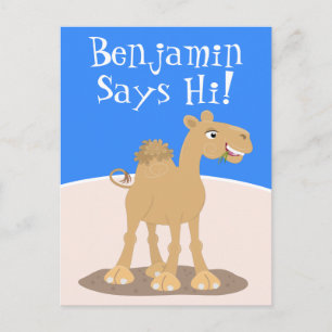 Cute happy glimlach camel cartoon illustratie briefkaart