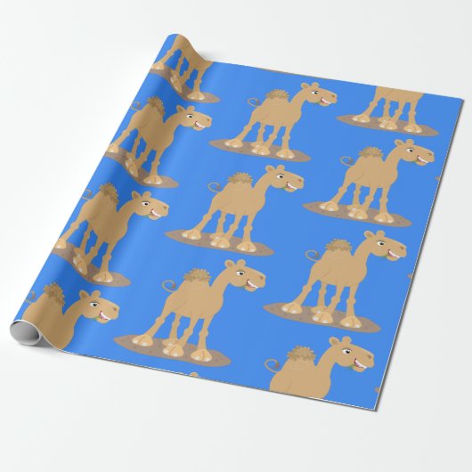 Cute happy glimlach camel cartoon illustratie cadeaupapier (Uitgerold)