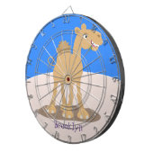 Cute happy glimlach camel cartoon illustratie dartbord (Voorkant Rechts)