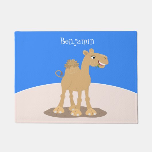 Cute happy glimlach camel cartoon illustratie deurmat (Voorkant)