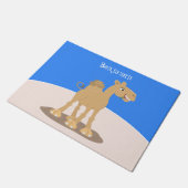 Cute happy glimlach camel cartoon illustratie deurmat (Schuin)