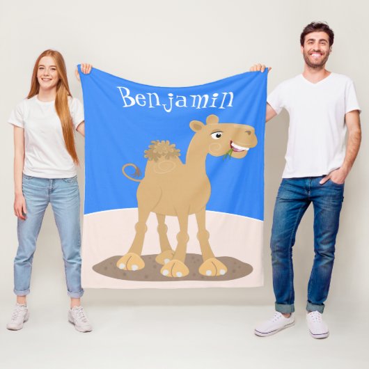 Cute happy glimlach camel cartoon illustratie fleece deken (In situ)