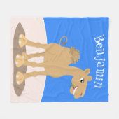Cute happy glimlach camel cartoon illustratie fleece deken (Voorkant (Horizontaal))