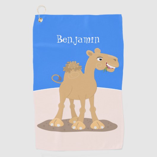 Cute happy glimlach camel cartoon illustratie golfhanddoek (Voorkant)
