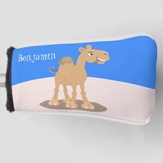 Cute happy glimlach camel cartoon illustratie golfheadcover (Voorkant)