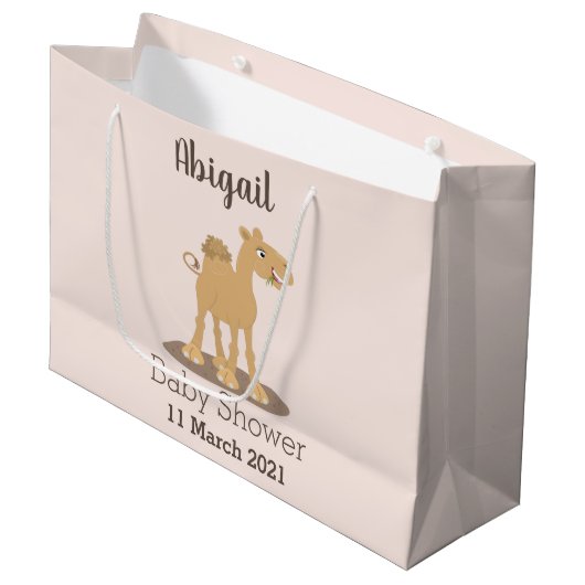 Cute happy glimlach camel cartoon illustratie groot cadeauzakje (Voorkant Gekanteld)
