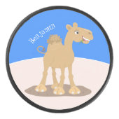 Cute happy glimlach camel cartoon illustratie hockey puck (Voorkant)