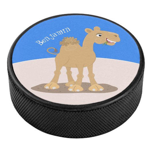 Cute happy glimlach camel cartoon illustratie hockey puck (3/4)
