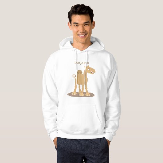 Cute happy glimlach camel cartoon illustratie hoodie (Voorkant volledig)