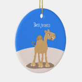 Cute happy glimlach camel cartoon illustratie keramisch ornament (Rechts)