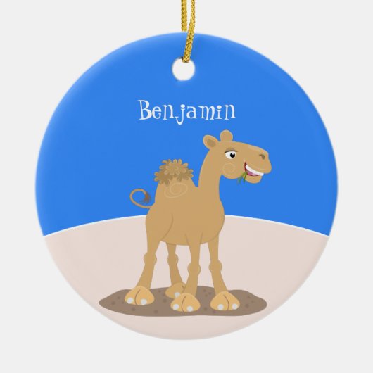 Cute happy glimlach camel cartoon illustratie keramisch ornament (Voorkant)