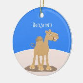 Cute happy glimlach camel cartoon illustratie keramisch ornament (Links)