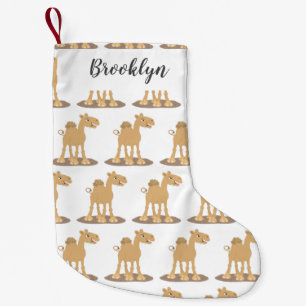 Cute happy glimlach camel cartoon illustratie kleine kerstsok