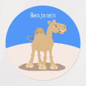 Cute happy glimlach camel cartoon illustratie labels (Design 1)