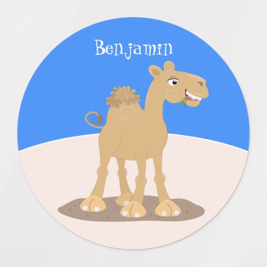 Cute happy glimlach camel cartoon illustratie labels (Design 1)