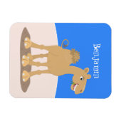 Cute happy glimlach camel cartoon illustratie magneet (Horizontaal)