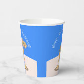 Cute happy glimlach camel cartoon illustratie papieren bekers (Links)