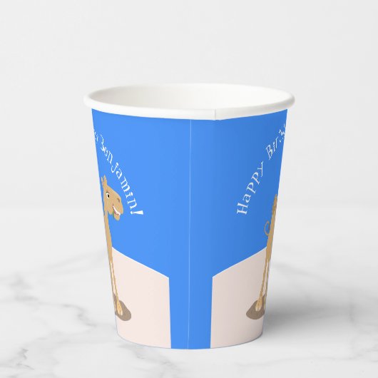 Cute happy glimlach camel cartoon illustratie papieren bekers (Rechts)