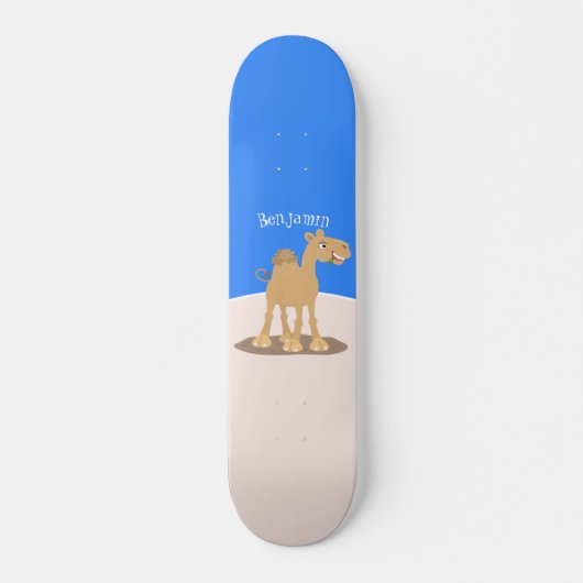 Cute happy glimlach camel cartoon illustratie persoonlijk skateboard (Voorkant)