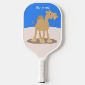 Cute happy glimlach camel cartoon illustratie pickleball paddle (Achterkant)