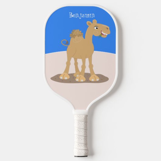 Cute happy glimlach camel cartoon illustratie pickleball paddle (Voorkant)