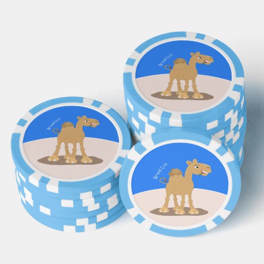 Cute happy glimlach camel cartoon illustratie poker chips (Opstapeling)