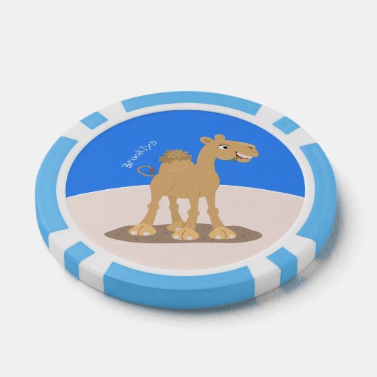 Cute happy glimlach camel cartoon illustratie poker chips (Enkel)