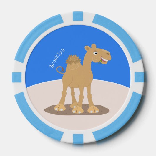 Cute happy glimlach camel cartoon illustratie poker chips (Voorkant)