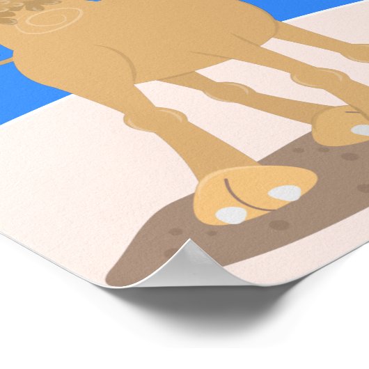 Cute happy glimlach camel cartoon illustratie poster (Hoek)