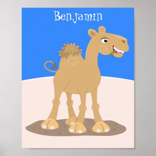 Cute happy glimlach camel cartoon illustratie poster (Voorkant)