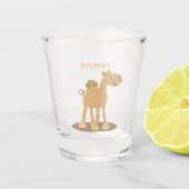 Cute happy glimlach camel cartoon illustratie shot glas (Voorkant)