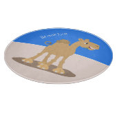 Cute happy glimlach camel cartoon illustratie snijplank (Hoek)