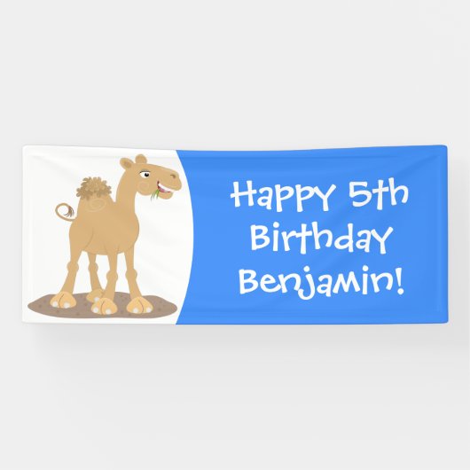 Cute happy glimlach camel cartoon illustratie spandoek (Horizontaal)