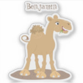 Cute happy glimlach camel cartoon illustratie sticker (Voorkant)