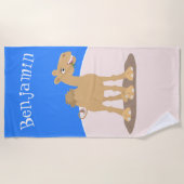 Cute happy glimlach camel cartoon illustratie strandlaken (Voorkant)