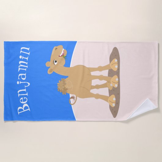 Cute happy glimlach camel cartoon illustratie strandlaken (Voorkant)