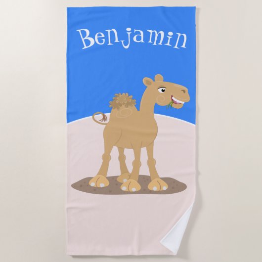 Cute happy glimlach camel cartoon illustratie strandlaken (Voorkant)