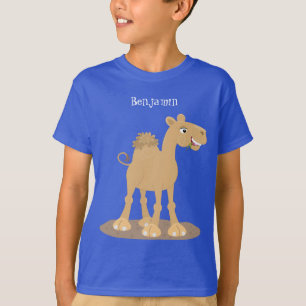 Cute happy glimlach camel cartoon illustratie t-shirt