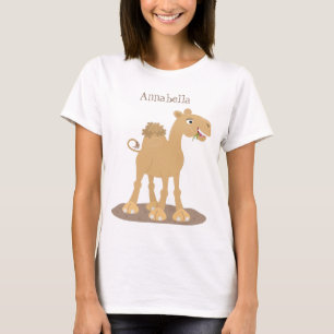 Cute happy glimlach camel cartoon illustratie t-shirt