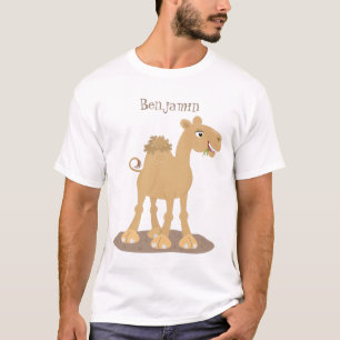 Cute happy glimlach camel cartoon illustratie t-shirt