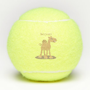 Cute happy glimlach camel cartoon illustratie tennisballen