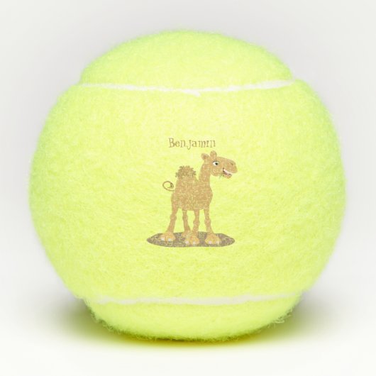 Cute happy glimlach camel cartoon illustratie tennisballen (Voorkant)