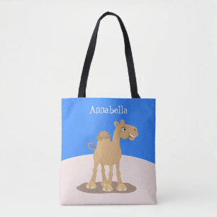 Cute happy glimlach camel cartoon illustratie tote bag