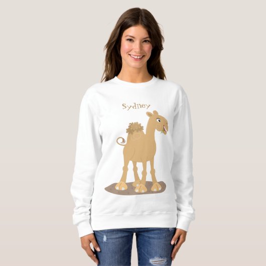 Cute happy glimlach camel cartoon illustratie trui (Voorkant volledig)