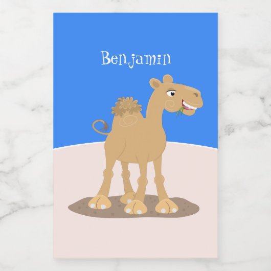 Cute happy glimlach camel cartoon illustratie voedselcontainer etiket (Enkel label)