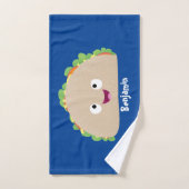 Cute happy glimlach taco cartoon illustratie bad handdoek (Handdoek)