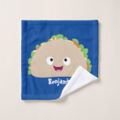 Cute happy glimlach taco cartoon illustratie bad handdoek (Wasdoekje)