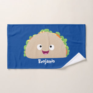 Cute happy glimlach taco cartoon illustratie bad handdoek
