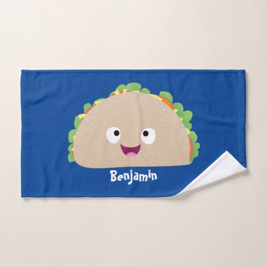 Cute happy glimlach taco cartoon illustratie bad handdoek (Handdoek)