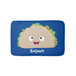 Cute happy glimlach taco cartoon illustratie badmat